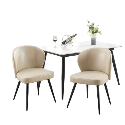 Eetkamerstoelen – Stoelen – Kuipstoelen – Keukenstoelen – Zwarte Stoelen – Gestoffeerd Kunstleer – Stalen Onderstel – Set van 2 – Ergonomische Rugleuning – Max. 120 kg draagvermogen - Wit