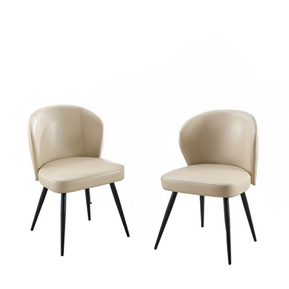 Eetkamerstoelen – Stoelen – Kuipstoelen – Keukenstoelen – Zwarte Stoelen – Gestoffeerd Kunstleer – Stalen Onderstel – Set van 2 – Ergonomische Rugleuning – Max. 120 kg draagvermogen - Wit