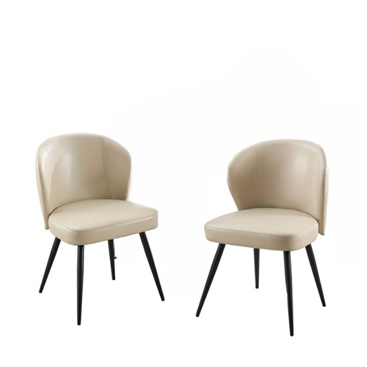Eetkamerstoelen – Stoelen – Kuipstoelen – Keukenstoelen – Zwarte Stoelen – Gestoffeerd Kunstleer – Stalen Onderstel – Set van 2 – Ergonomische Rugleuning – Max. 120 kg draagvermogen - Wit