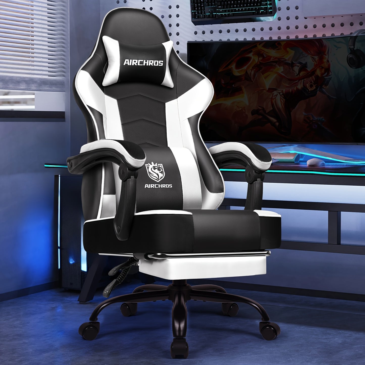 Gamingstoel – Gamestoel – Bureaustoel – Gaming Chair – Game Stoel – Ergonomisch Design – Verstelbare Rugleuning met Voetensteun