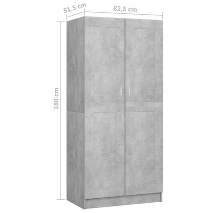 Kast – Kledingkast – Opbergkast – Bergkast – Garderobekast – Beton-grijs – Behandeld Hout – 82,5x51,5x180 cm – Vrijstaand – Weerbestendig