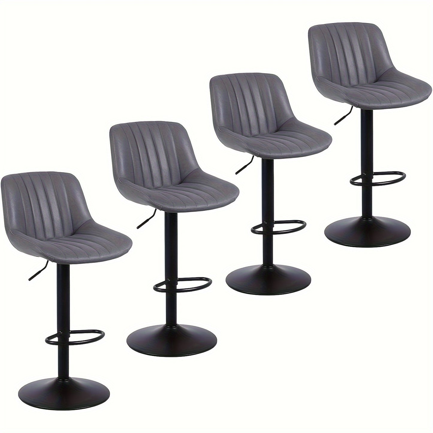 Barkrukken – Barstoelen – Krukken – Keukenstoelen – Ontbijtbarstoelen – Set Van 4 – Verstelbare Zithoogte – 360° Draaibaar Met Rugleuning