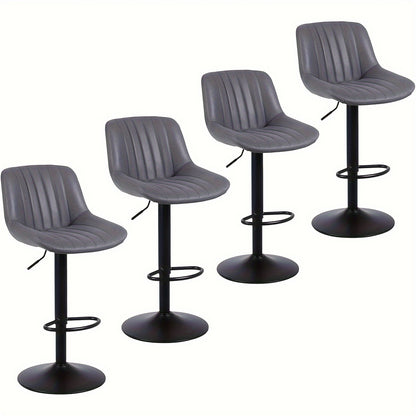 Barkrukken – Barstoelen – Krukken – Keukenstoelen – Ontbijtbarstoelen – Set Van 4 – Verstelbare Zithoogte – 360° Draaibaar Met Rugleuning