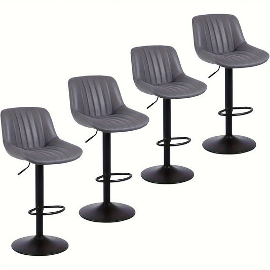 Barkrukken – Barstoelen – Krukken – Keukenstoelen – Ontbijtbarstoelen – Set Van 4 – Verstelbare Zithoogte – 360° Draaibaar Met Rugleuning