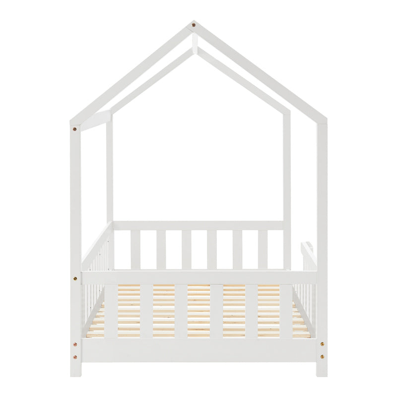 Kinderbed – Kinderbedden – Eenpersoonsbed – Hoogslaper – Stapelbed – Huisbed Design – Veilig Valbeveiliging – 90x200 cm Vurenhout
