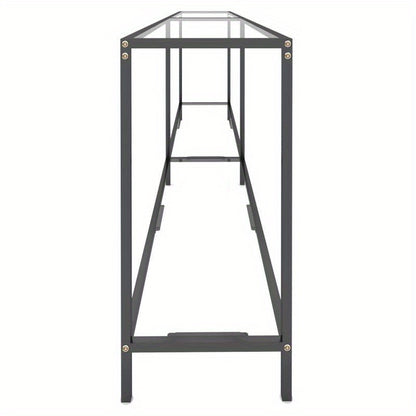 Elegant Transparent Tempered Glass Wall Table, 219.71cm x 34.8cm x 75.18cm - Sleek Modern Design with X-Shaped Metal Frame, Spacious Display Shelf for Living Room, Bedroom, Office - Minimalist & Contemporary Style, Aesthetic