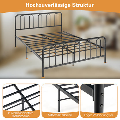 Metal Bed Frame for 200X160Cm Mattress, Double Bed Frame, Bed Frame with Slats, Metal Guest Bed Platform Bed, Without Mattress