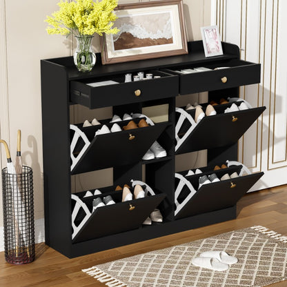 Schoenenkast – Schoenopberger – Schoenencabinet – Schoenenrek – Opbergkast – Metaal Frame – Ruimtebesparend Ontwerp 110x26x100cm