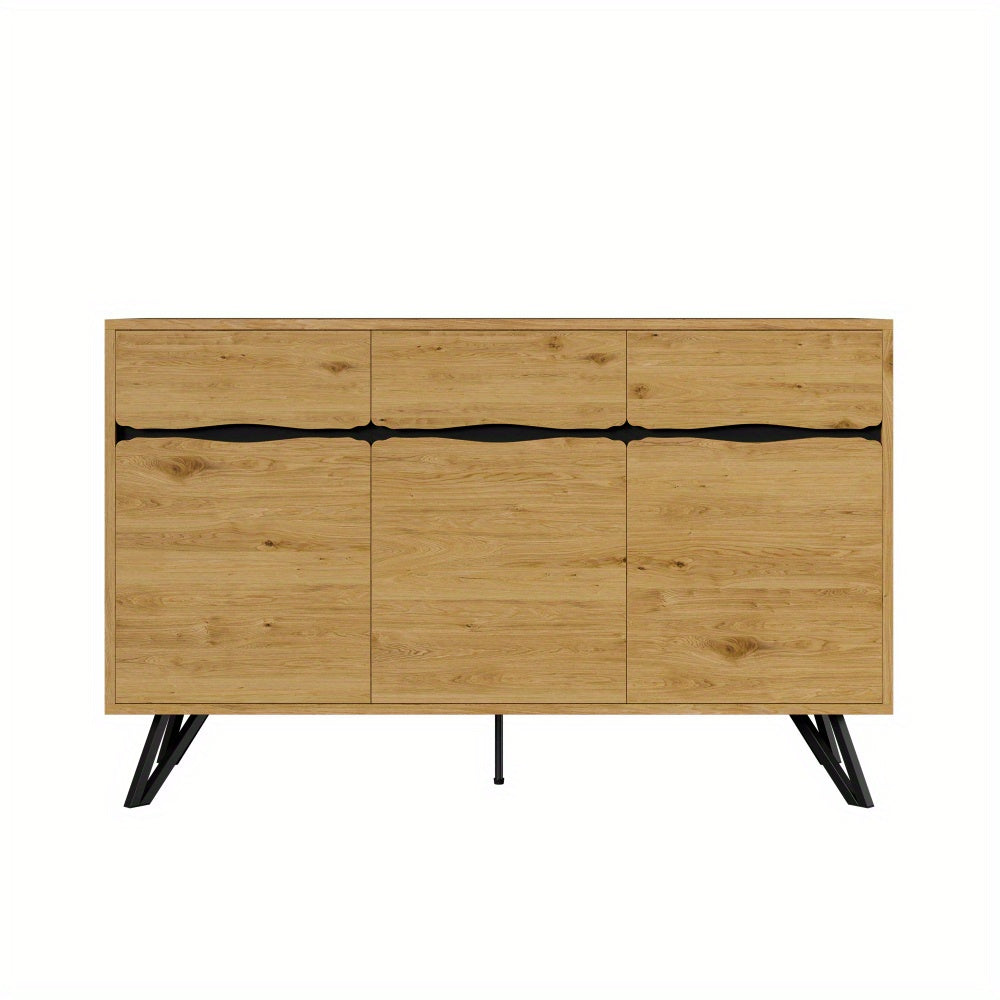 Opbergkast – Opbergmeubel – Kast – Bergkast – Dressoir – Modern – 3 Deuren – Beige – Stevige Poten – Onderhoudsvriendelijk Kunststof