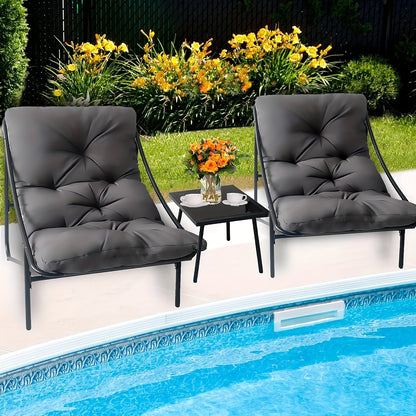 Loungeset – Loungebank – Tuinbank – Balkonset – Zitzetel – 3-delig Zwart – Inklapbaar & Verstelbare Rugleuning