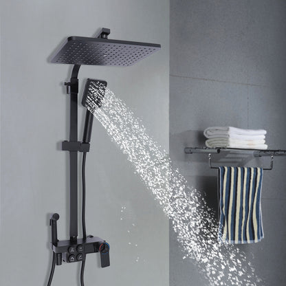 Thermostatic black shower head set, suitable for all kinds of bathrooms, Copper, Black