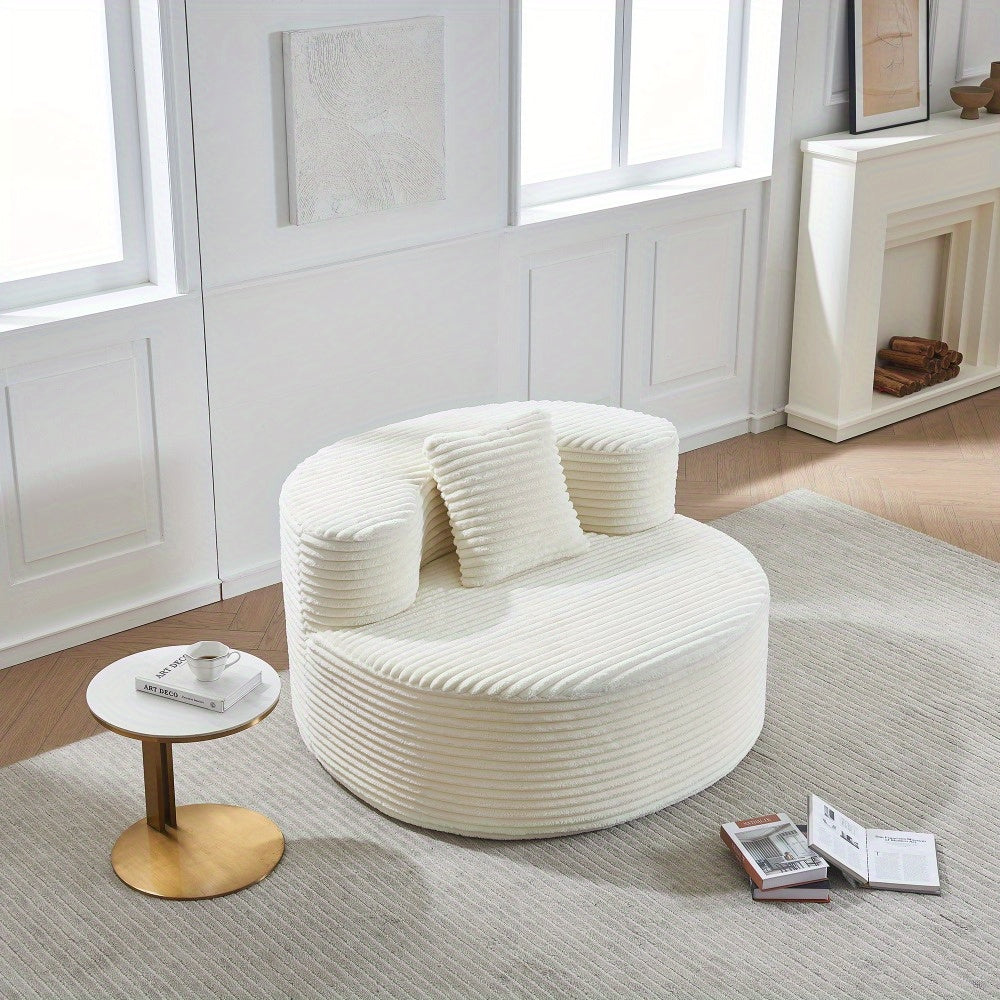 Zitzak – Poef – Loungestoel – Fauteuil – Corduroy Zitzak Beige – Groot Formaat – Zachte Schuimvulling