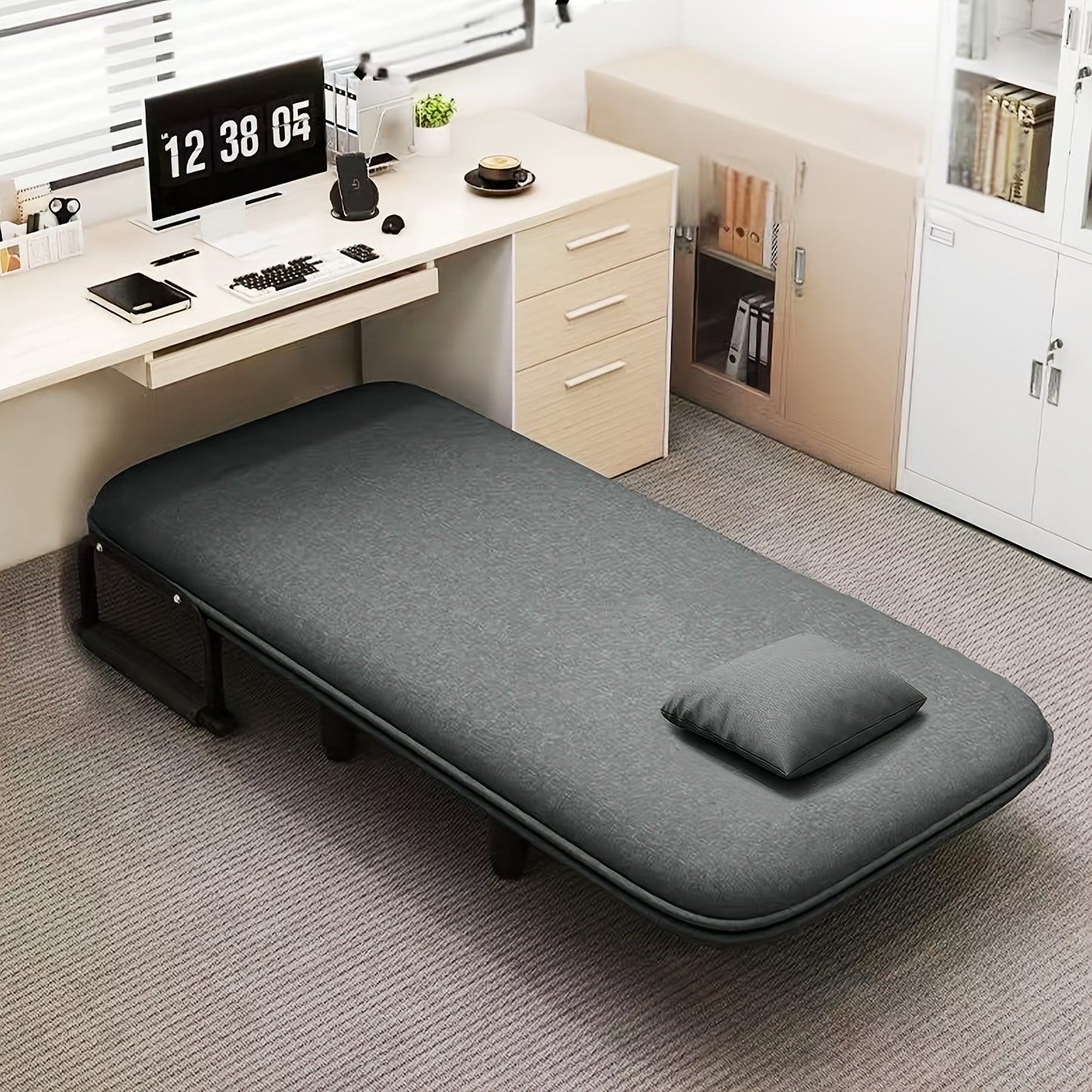 Slaapstoel – Slaapbank – Slaapfauteuil – Zitbed – Logeerbed – Inklapbaar – Memory Foam Comfort – Metaal Met Acrylstof – Compact 60x68x85 cm