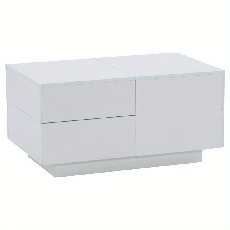 Salontafel – Koffietafel – Woonkamertafel – Tafel – Verstelbare Salontafel – 90x55x45 cm – Vier Lades – Wit Mat Spaanplaat – Ruimtebesparend – Stevig