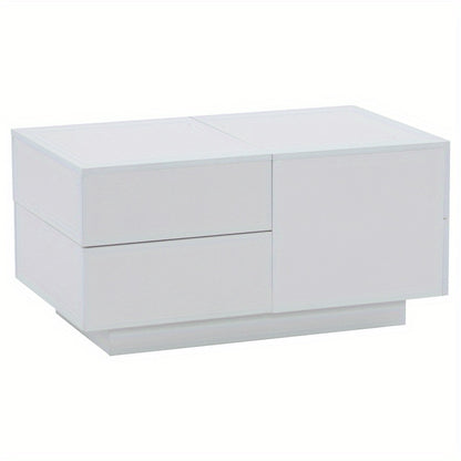 Salontafel – Koffietafel – Woonkamertafel – Tafel – Verstelbare Salontafel – 90x55x45 cm – Vier Lades – Wit Mat Spaanplaat – Ruimtebesparend – Stevig