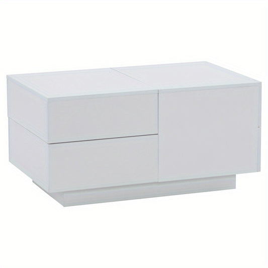 Salontafel – Koffietafel – Woonkamertafel – Tafel – Verstelbare Salontafel – 90x55x45 cm – Vier Lades – Wit Mat Spaanplaat – Ruimtebesparend – Stevig