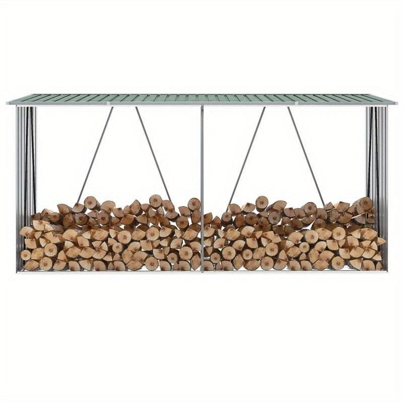Houtopslag – Brandhoutrek – Houtberging – Haardhoutrek – Houtrek – Gegalvaniseerd Staal – Groot 330x84x152 cm – Weerbestendig Met Verhoogde Vloer