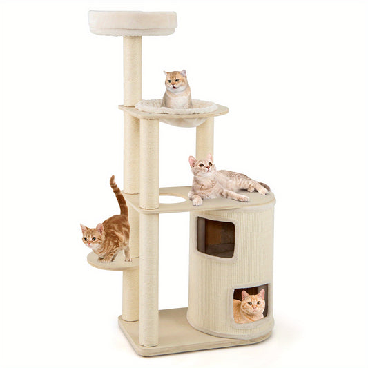 Krabpaal Kat – Kattenboom – Klimmeubel Kat – Kattenhuis – Kattenmeubel – 152 cm Hoog – Sisal Krabpalen & Wasbare Kussens – Houten Constructie – Multi-level Speeltoestel
