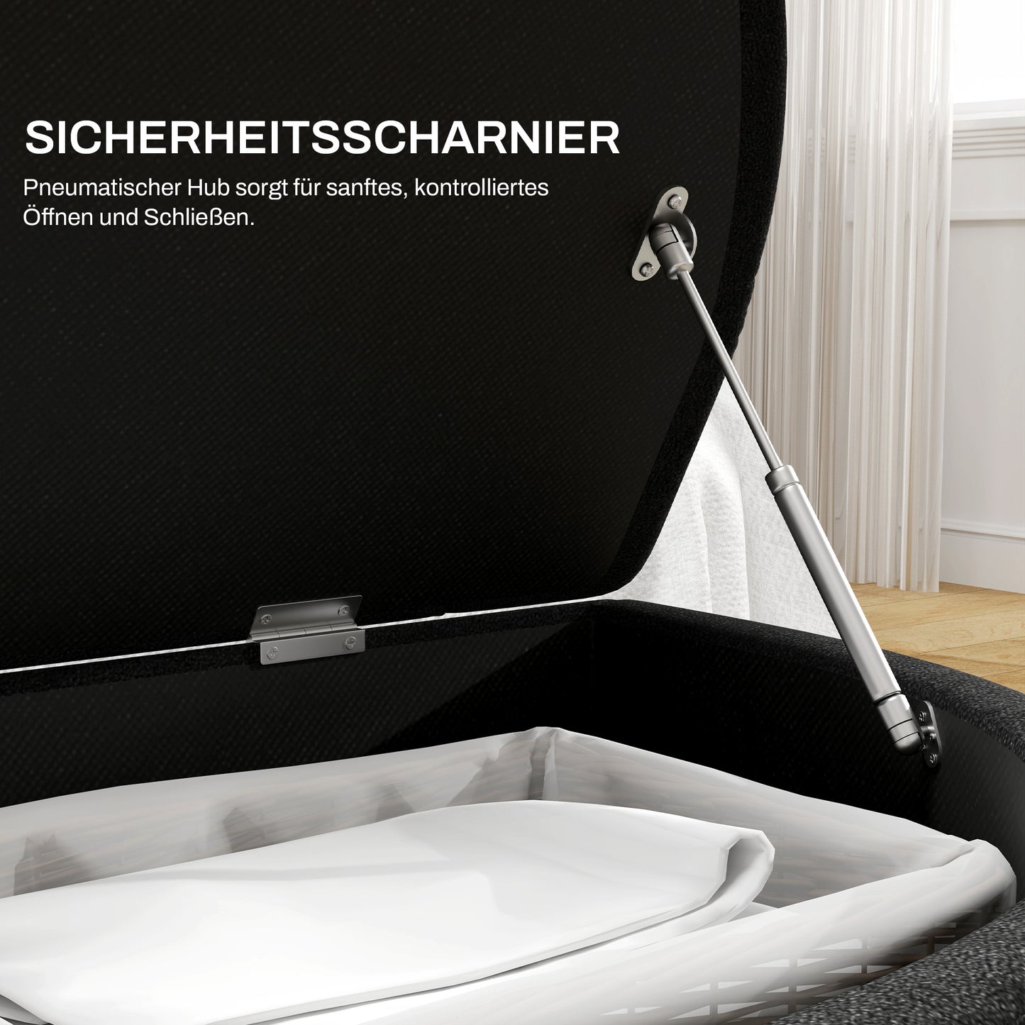 Poef – Zitzak – Voetenbankje – Hocker – Opbergpoef – Donkergrijs Velvet – Opbergruimte 120x46x42 cm – Zacht Sluitmechanisme
