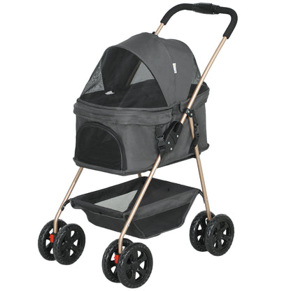 3-in-1 Dierenwagen – Huisdierwagen – Hondenbuggy – Kattenwagen – Draagbare Dierenwagen – Grijs – Opvouwbaar Met Veiligheidsharnassen – Duurzaam 600D Oxford Polyester