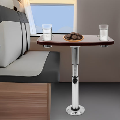 for Caravan RV Marine Boat Table W/ 4 Cup Holders & Base 55.88cm-71.12cm Rectangle USA