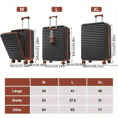 Kofferset – Reiskoffer Set – Trolley – Bagage – Ruimbagage – Innovatief Voorvak Met Rits – Opvouwbare Bekerhouder – Lichtgewicht ABS – 360° Wielen