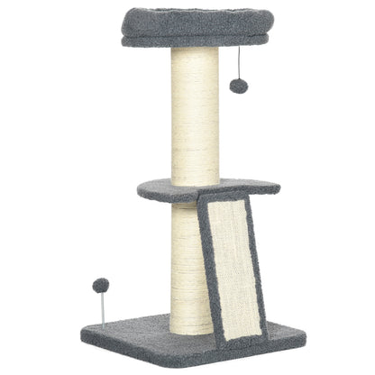 Krabpaal – Krabmeubel – Kattenpaal – Klimpaal – Krabton – Donkergrijs & Crèmewit – Duurzaam Sisal – Compact Formaat 48x48x92 cm