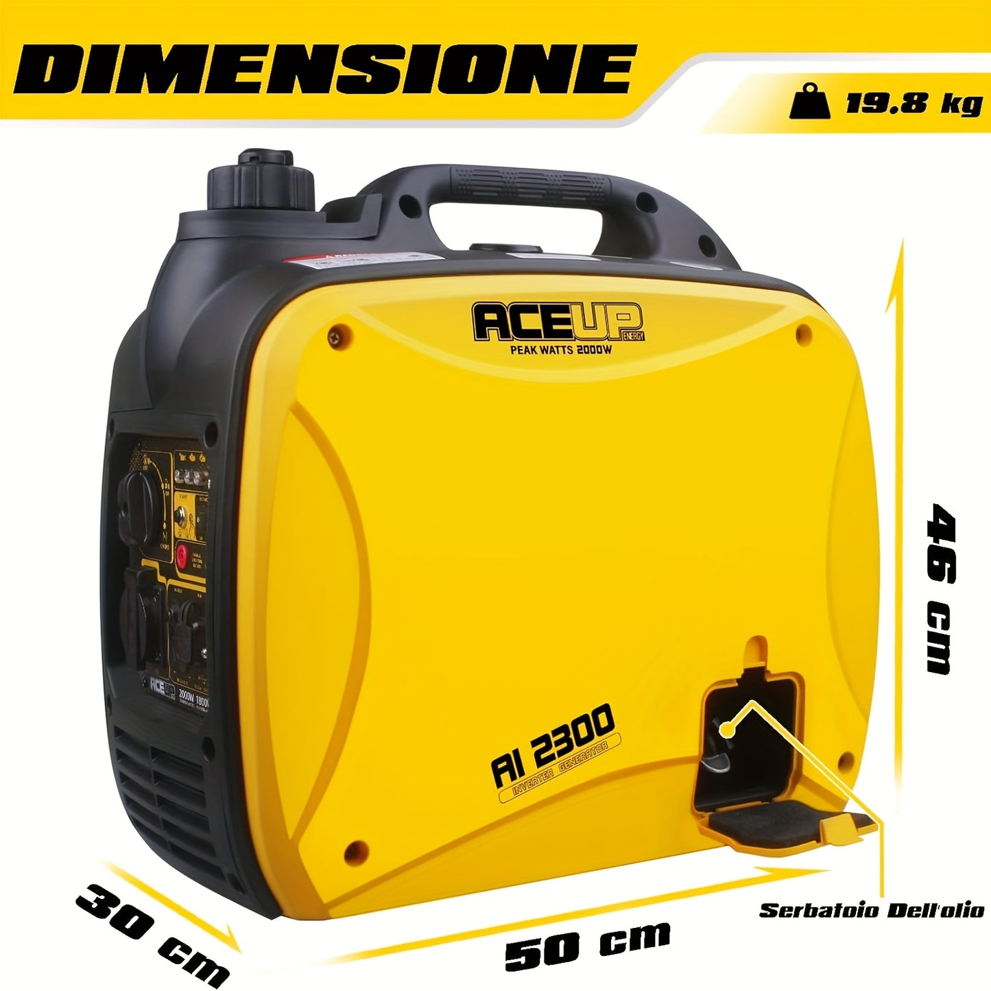 Bouwgenerator – Stroomgenerator – Aggregaat – Noodstroom – Inverter Generator – 2000 Watt – Geluidsarm en Lichtgewicht