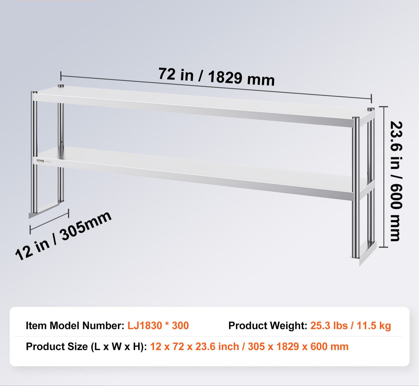 Keukenkastrek – Keukenkast Organizer – Werktafel Opzetrek – RVS Opbergrek – Dubbele Verstelbare Planken – 183x61 cm Hoogwaardige Roestvrijstalen Constructie