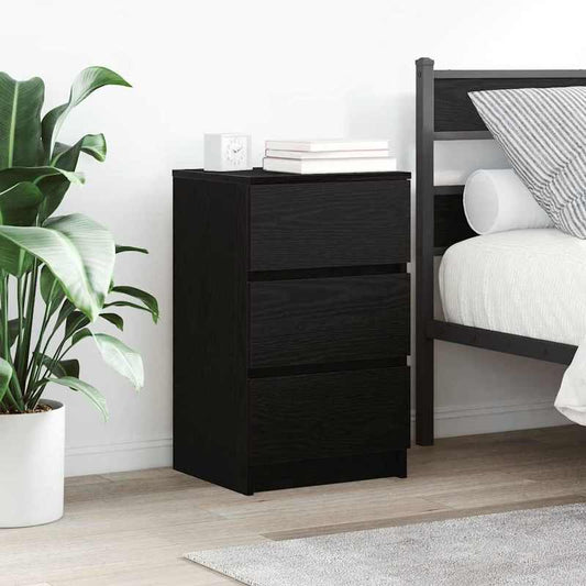 Nachtkastje – Bedkastje – Slaapkamerkastje – Nachtmeubel – Opbergkastje – Set Van 3 Zwarte Nachtkastjes – Compact 39x35x65 cm – 3 Lades Met Hoog Draagvermogen