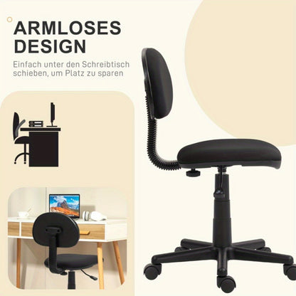 Bureaustoel – Ergonomische Stoel – Office Chair – Draaistoel – Computerstoel – Verstelbaar in Hoogte – Elastische Stof – Zwart – Comfortabele Zitervaring – Compact & Ruimtebesparend