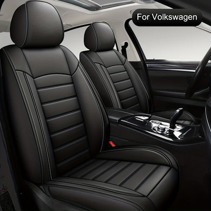 Universele Autostoelhoezen – Stoelbekleding – Zitbekleding – Autostoelhoezen – PU Leren Zitbekleding – Zwart 5-Zits Set – Verstelbaar Anti-Slip – Airbag Compatibel