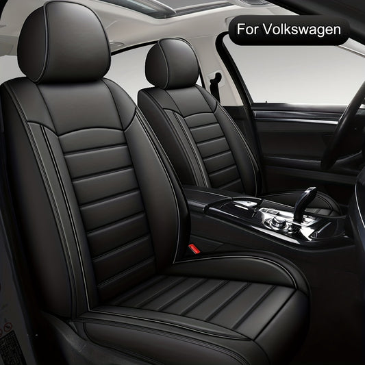 Universele Autostoelhoezen – Stoelbekleding – Zitbekleding – Autostoelhoezen – PU Leren Zitbekleding – Zwart 5-Zits Set – Verstelbaar Anti-Slip – Airbag Compatibel