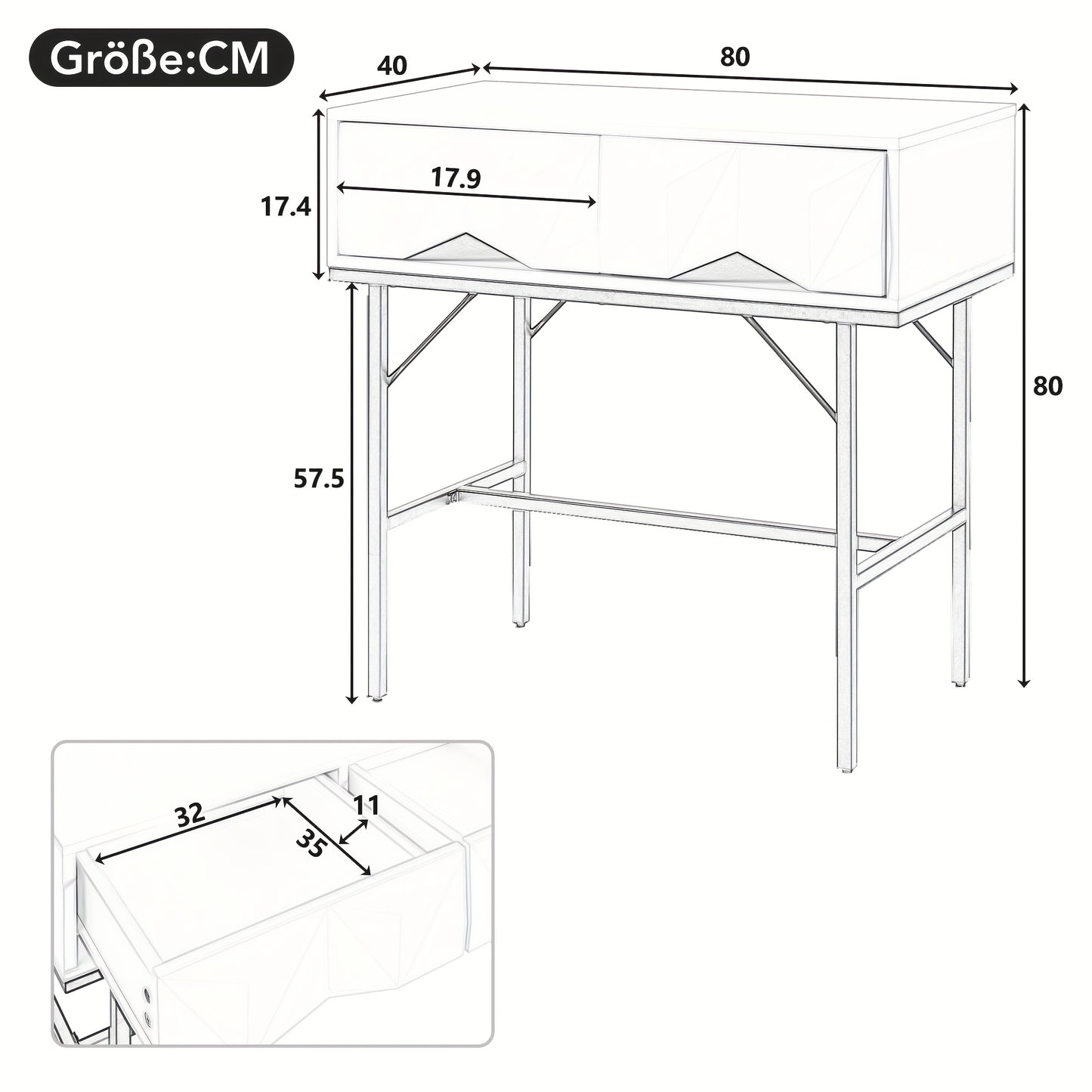 Moderne Sidetable – Haltafel – Wandtafel – Opbergtafel – Console Tafel – Geometrisch 3D Ladesysteem – Wit Met Zwarte Poten