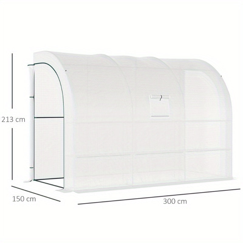 Muurkas – Serre – Kweekkas – Plantenkas – Balkonskas – Winterbestendig Stalen Frame – Transparante UV-bestendige Folie – 300x150x213 cm