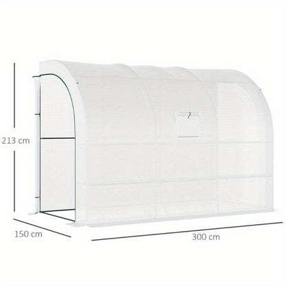 Muurkas – Serre – Kweekkas – Plantenkas – Balkonskas – Winterbestendig Stalen Frame – Transparante UV-bestendige Folie – 300x150x213 cm