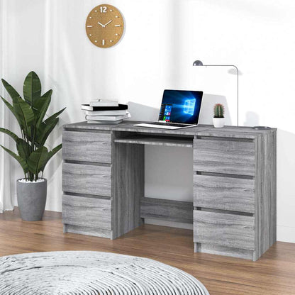 Bureau – Schrijftafel – Werktafel – Computerbureau – Studiebureau – Sonoma Grijs – 6 Lades – Vochtbestendig Hout