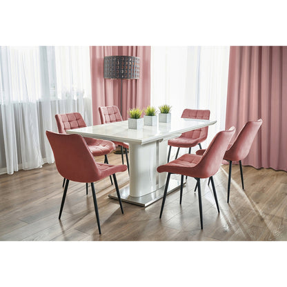 Roze Eetkamerstoel – Velvet Stoel – Vintage Stoel – Armstoel – Woonkamerstoel – Set Van 2 – Fluweelzachte Bekleding – Stevige Metalen Poot