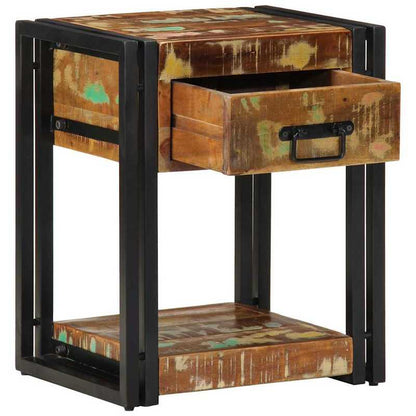 2pcs Modern Farmhouse Bedside Table with Storage - Sturdy Recycled Solid Wood Nightstand, 40x35x50cm, & Brown Distressed Finish, Space-Saving Design for Bedroom