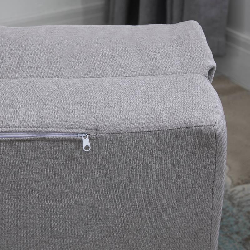 Slaapstoel – Slaapbank – Logeerbed – Zetelbed – Slaapfauteuil – Verstelbare Rugleuning – Roestvrijstalen Frame – Grijze Linnen Bekleding