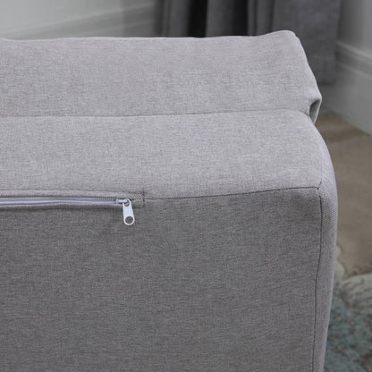 Slaapstoel – Slaapbank – Logeerbed – Zetelbed – Slaapfauteuil – Verstelbare Rugleuning – Roestvrijstalen Frame – Grijze Linnen Bekleding