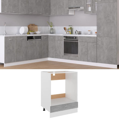 Ovenkast – Keukenkast – Magnetronkast – Opbergkast – Ombouwkast – Betonlook Grijs – Compact 60x46x81,5 cm – Duurzaam Engineered Wood - QUORE