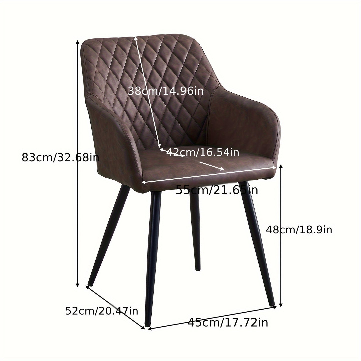 Lounge Stoelen – Armleunstoel – Eetkamerstoel – Fauteuil – Woonkamerstoel – Bruin – Ergonomisch Ontwerp – Carbonstalen Poten