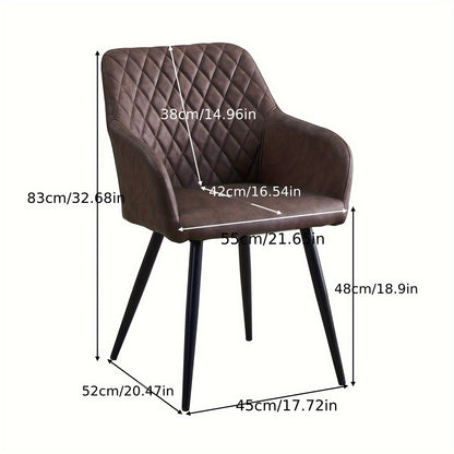 Lounge Stoel Set – Fauteuil – Eetkamerstoel – Bureaustoel – Relaxstoel – Donkergrijs Kunstleer – Metalen Poten – Ergonomisch Comfortabele Zitting