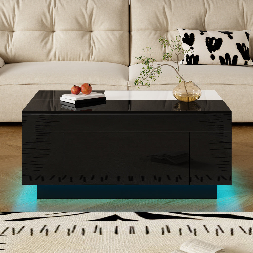 Salontafel met opbergruimte – Koffietafel – Bijzettafel – Multifunctionele tafel – Woonkamertafel – Uitschuifbaar lift-top – Duurzame metalen constructie
