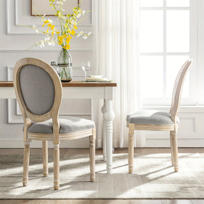 Franse Vintage Eetkamerstoel – Bistrostoel – Retro Stoel – Café Stoel – Eetstoel – Massief Houten Frame – Ergonomische Ovale Rugleuning – Met Comfortabel Kussen – Ademende Stof – Gemakkelijk Schoon Te Maken – Grijs – 1 Stuk