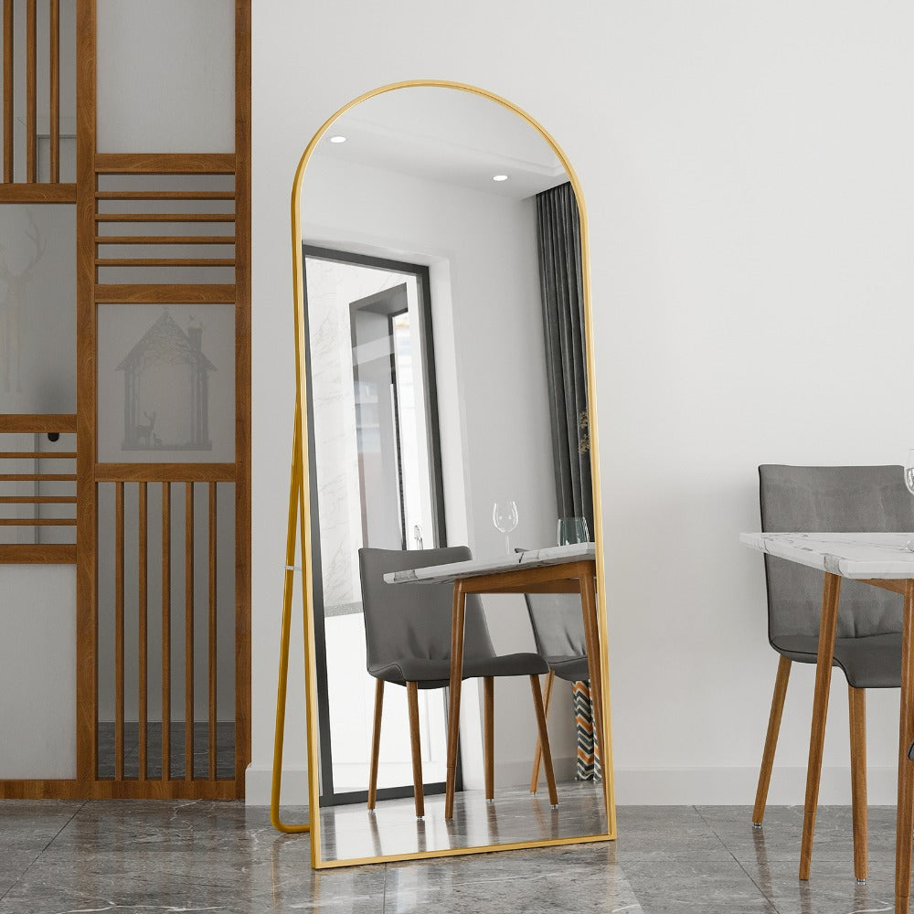 Grote Vloerspiegel – Staande Spiegel – Volledige Lengte Spiegel – Rechthoekige Muurspiegel – Grote Spiegel Aluminium Frame Goud – 180x80 cm – Breukbestendig Glas