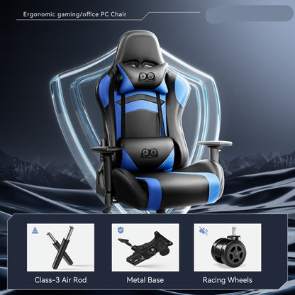 Gamingstoel – Game Stoel – Bureaustoel – Racestoel – Ergonomische Zitstoel – Verstelbare Rugleuning – 3D Armleuningen – Zwart Blauw
