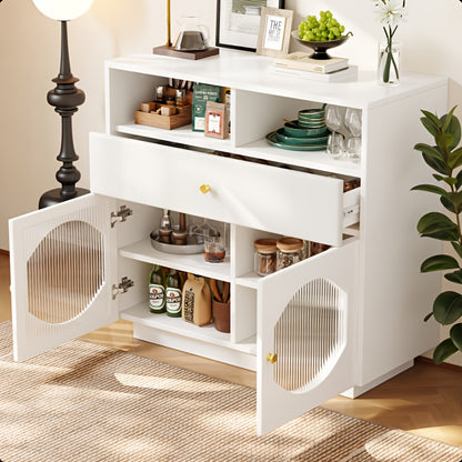 Opbergkast – Opbergmeubel – Kast – Dressoir – Bergkast – Modern Wit – 2 Deuren & Lade – Vrijstaand – 3,2+ Kubieke Voet – Eenvoudige Montage – Duurzaam