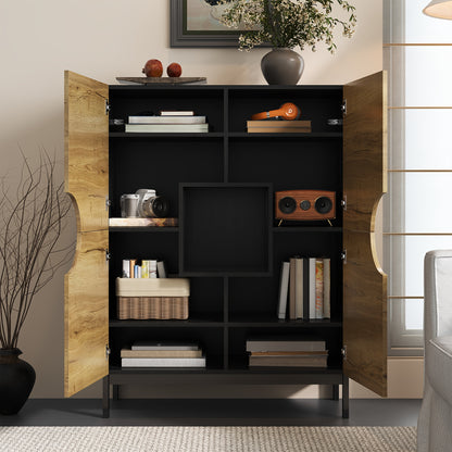 Modern Two-in-One Shoe Cabinet & Display Cabinet with Adjustable Shelves - Wide 40cm Metal Frame Entryway Storage Furniture, Spacious Large Shoe Organizer with Solid Wood-Like Legs, Contemporary Hallway Cabinet for Home/Offic